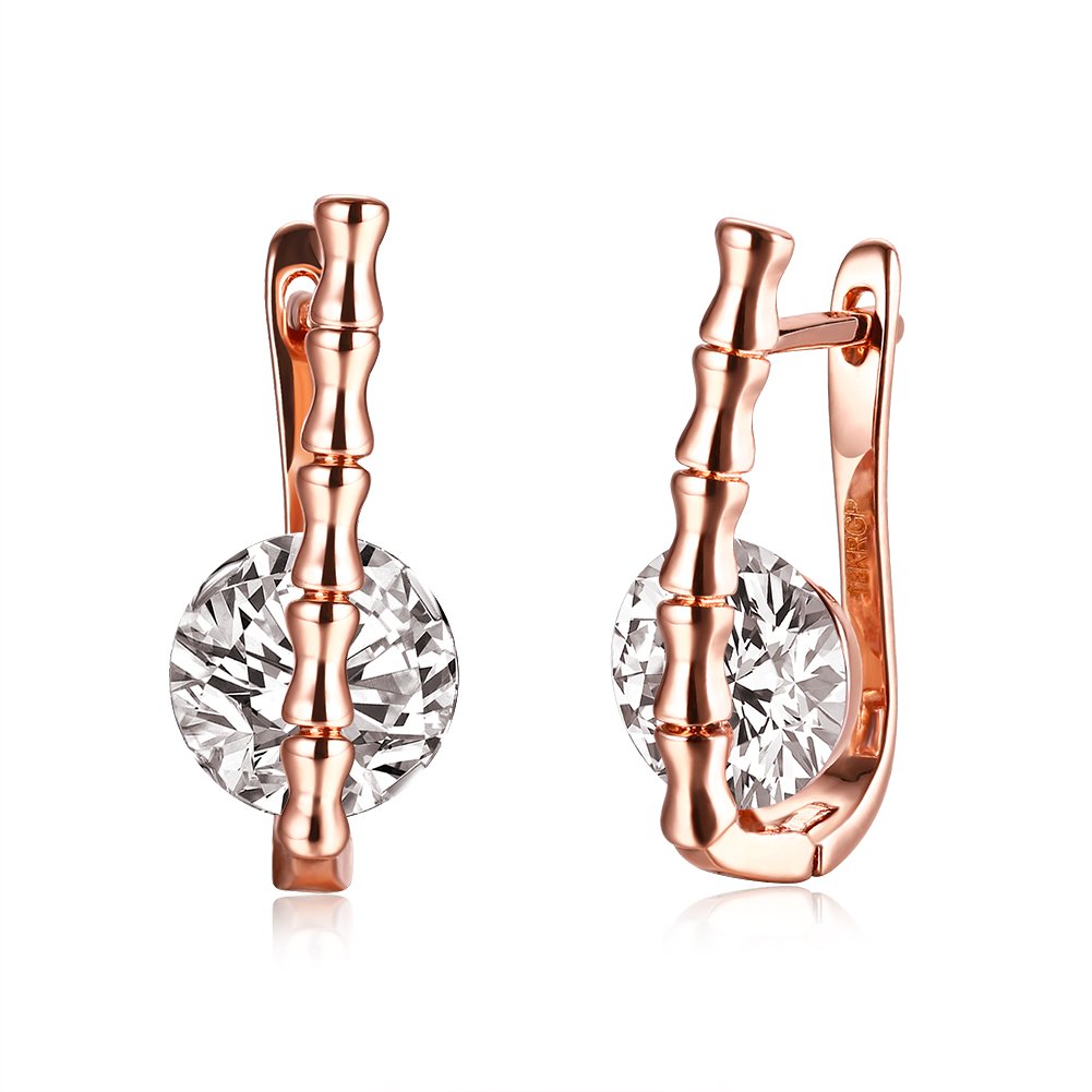 YELLOW CHIMES Sparkling Crystal High Quality 18K Rose Gold Pated Swiss AAA Zircons Designer Earrings for Women