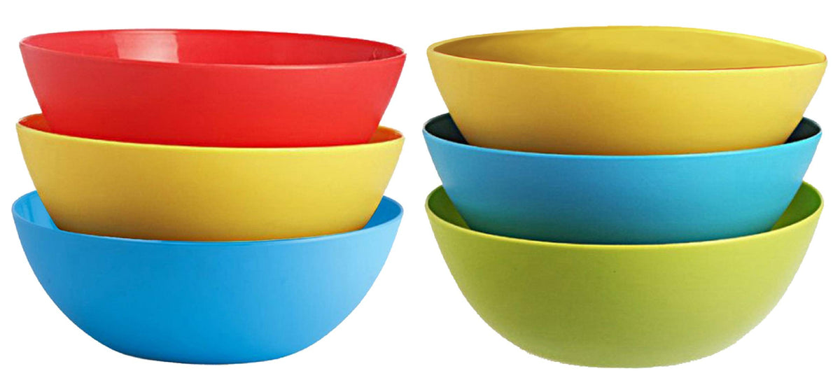 Heart Home Plastic Microwave Safe 6 Pieces Mixing Bowl Set- 500 ML (Multi) - (CTHH016448)