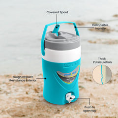 Pinnacle FBA approved plastic with thick insulation for temperature control Platino Insulated Cooler Jug with Spout and Handle, Keeps Water Cold & Fresh (4 L, Blue)