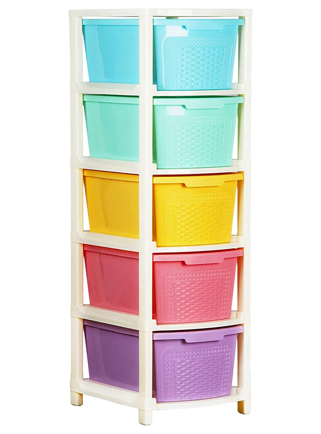 Heart Home Plastic Modular 5 Drawer Storage Basket/Storage Rack For storing Many Accessories (Multicolour)