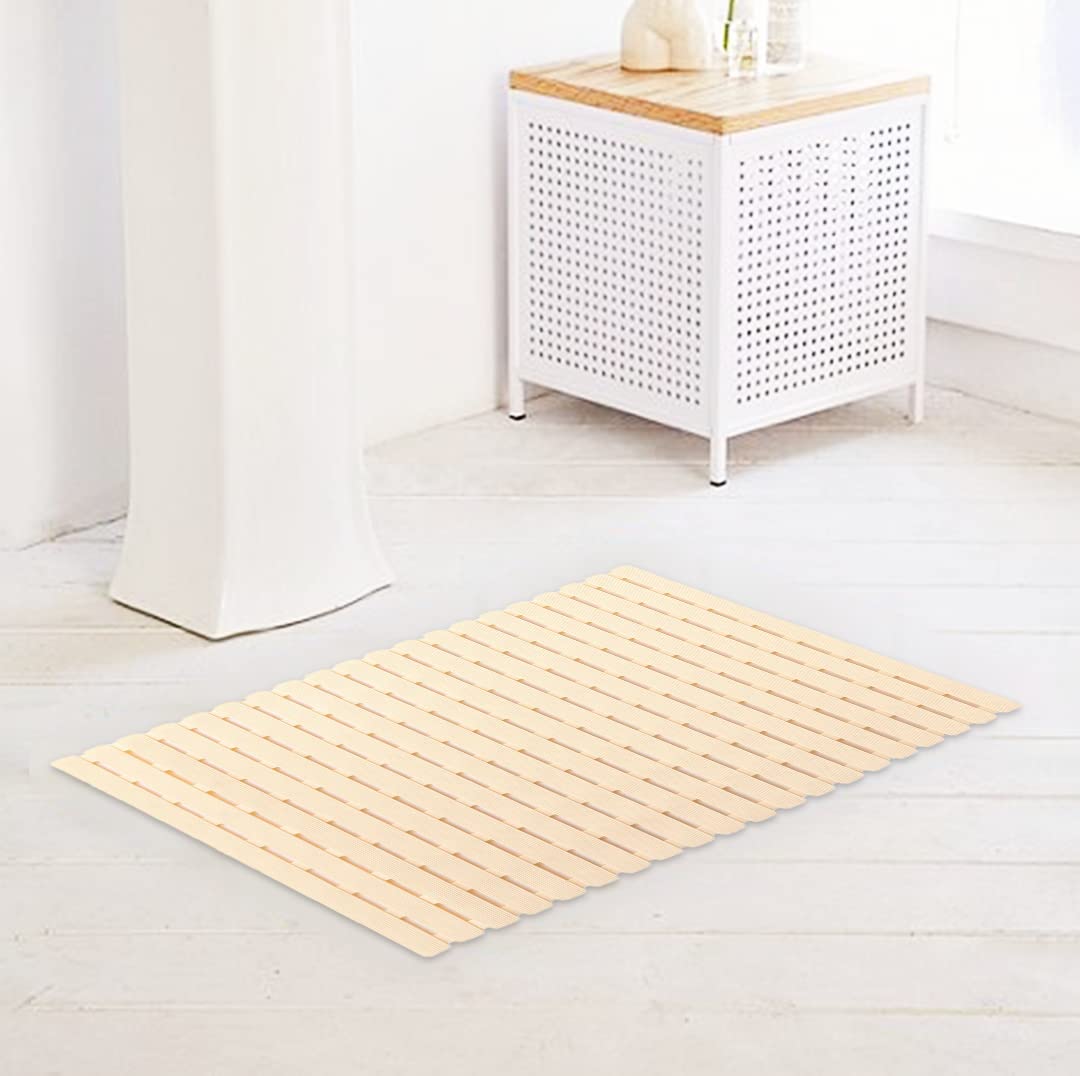 SAVYA HOME PVC(Polyvinyl Chloride) Bathmats|40 x 71|Anti-Skid mat, Living Room mat, Doormat, Multipurpose mat(Beige)