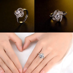 Yellow Chimes A5 Grade Crystal Elegant Engagement Style Silver Plated Proposal Ring for Women and Girls