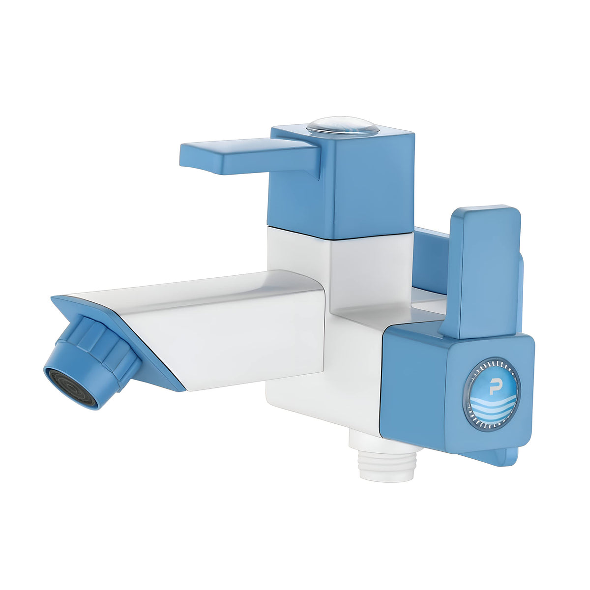 Plantex ABS Plastic ES-117 Single Lever 2 way Bib Cock with Plastic Flange for Bathroom (Blue & White)