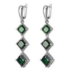Yellow Chimes Crystal Earrings for Women Silver Plated Green Crystal Drop Danglers Earrings for Women and Girls