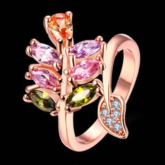 Yellow Chimes Rings for Women Multicolor Ring Sparkling Glamourously Swiss Zircon RoseGold Plated Adjustable Ring for Women and Girls.