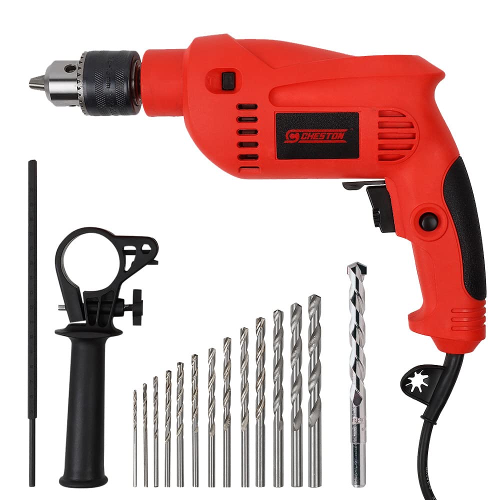 Cheston 13MM.13HSS and 1 Wall Bit Hammer Drill Machine SDS Chuck-650W, 2900-RPM