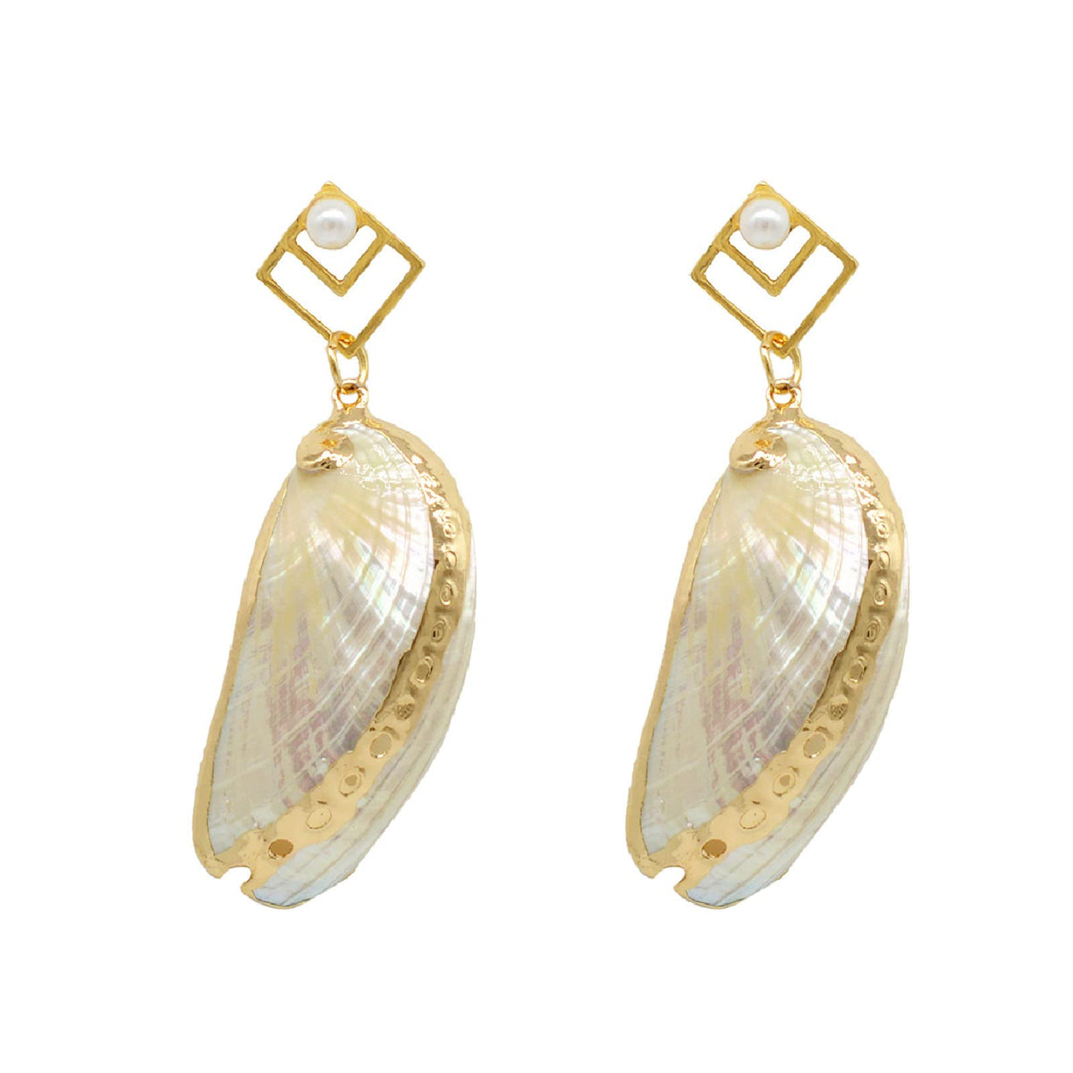 Joker & Witch Niata Shell Drop Gold Earrings for Women