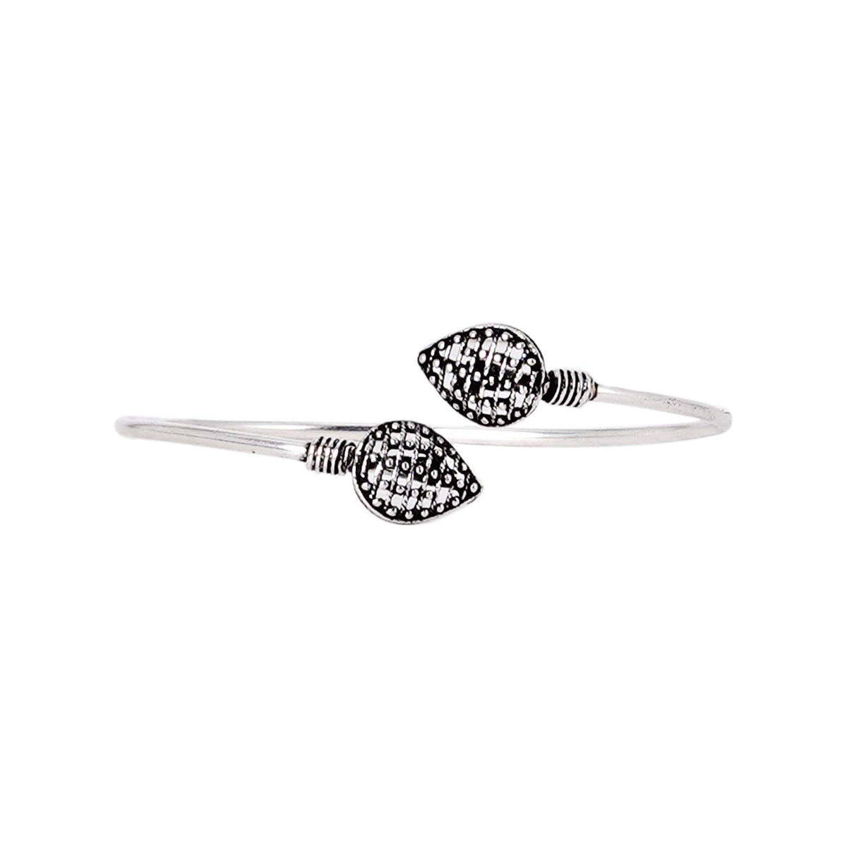 TEEJH Mauli Leaf Silver Oxidised Bangle For Women
