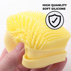 Kuber Industries Dog Brush with Shampoo Container|Cat & Dog Bath Brush for Bathing|Exfoliating|Scrubbing|Massaging & Relaxing|Soft Silicone|Suitable for All Pets|PT230Y|Yellow