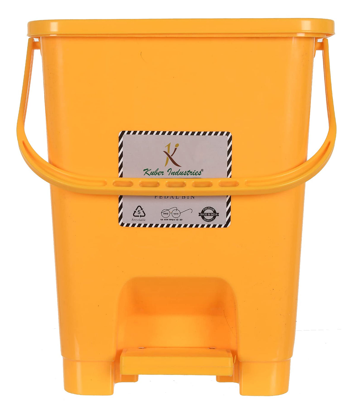 Kuber Industries Square Premium Plastic Pedal Dustbin with Lid for Home/Kitchen/Office 10 Ltr (Yellow)