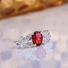 Yellow Chimes Rings for Women Butterflies-On-Ruby Silver Plated Red Adjustable Ring for Women and Girls.
