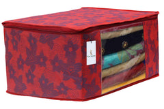 Kuber Industries Metalic Printed 4 Piece Non Woven Saree Cover and 4 Pieces Underbed Storage Bag, Storage Organiser, Blanket Cover, Green & Gold & Red & Pink Purple -CTKTC042448