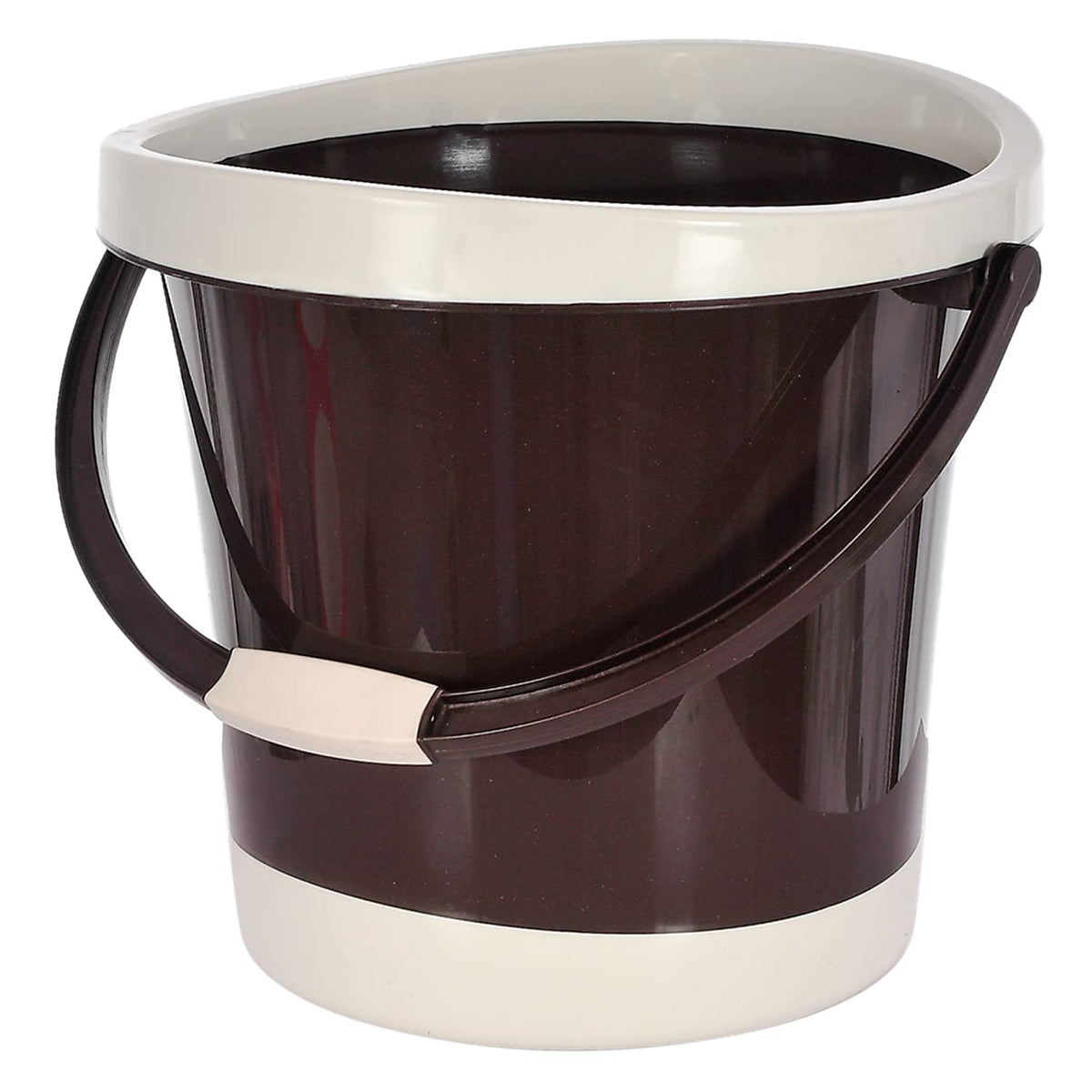 Kuber Industries Multiuses Plastic Bucket with Handle, 18 Litre (Brown)-46KM0353, Standard