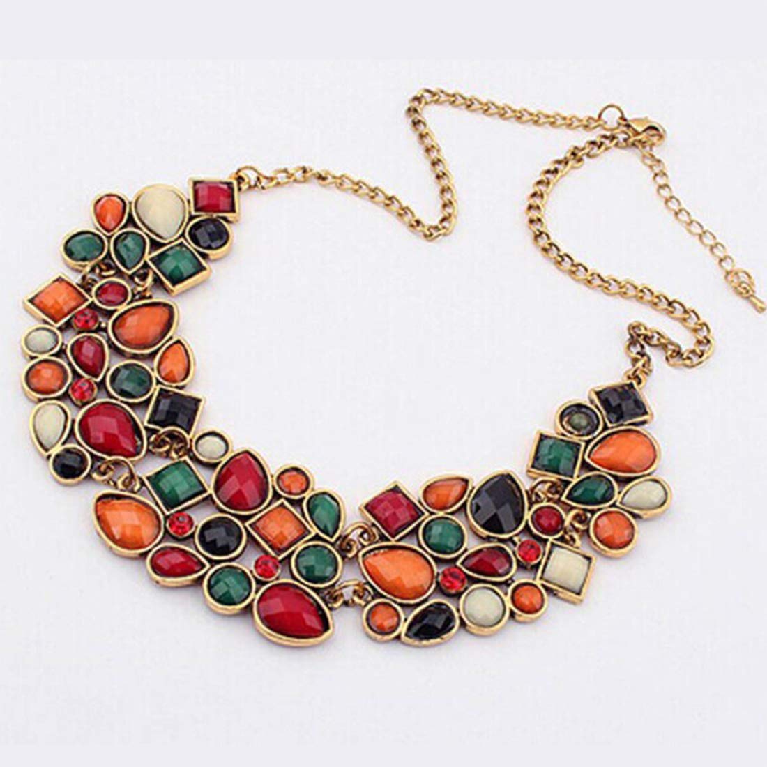 Yellow Chimes Stylish Multicolor Crystal Studded Geometric Mosaic Stones Latest Fashion Chocker Necklace for Women and Girl's