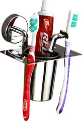Plantex Brezza Stainless Steel Tooth Brush Holder/Tumbler Holder/Bathroom Accessories - (Chrome) - Pack of 1