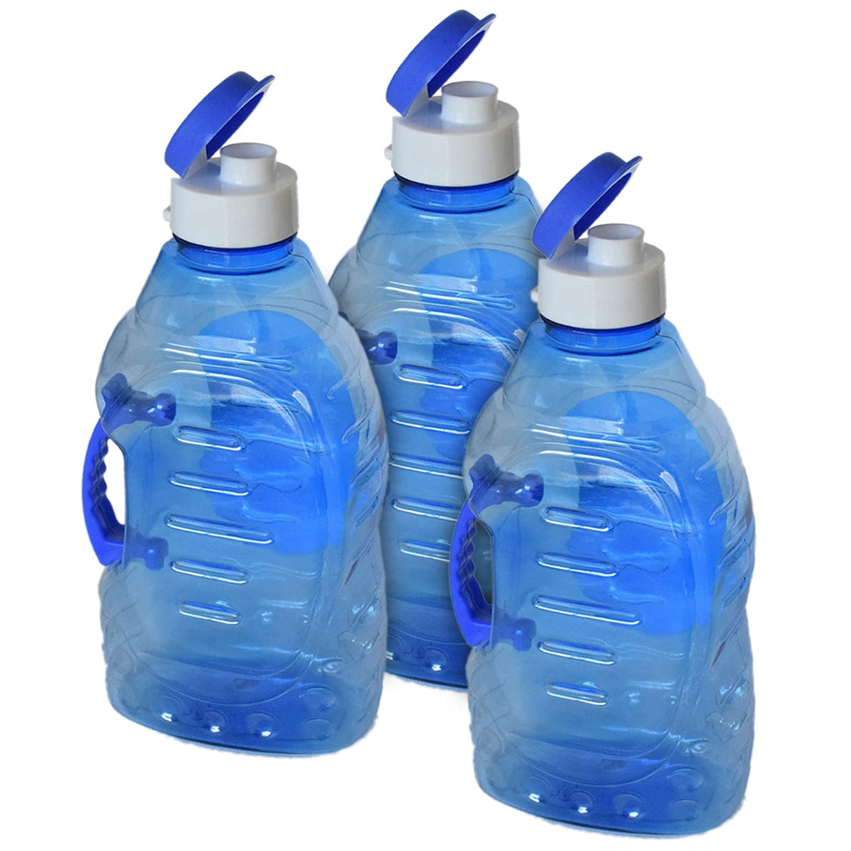 Heart Home Tranasparent Platic Water Bottle with Handle, 1500ml- Pack of 3 (Blue)-50HH01881