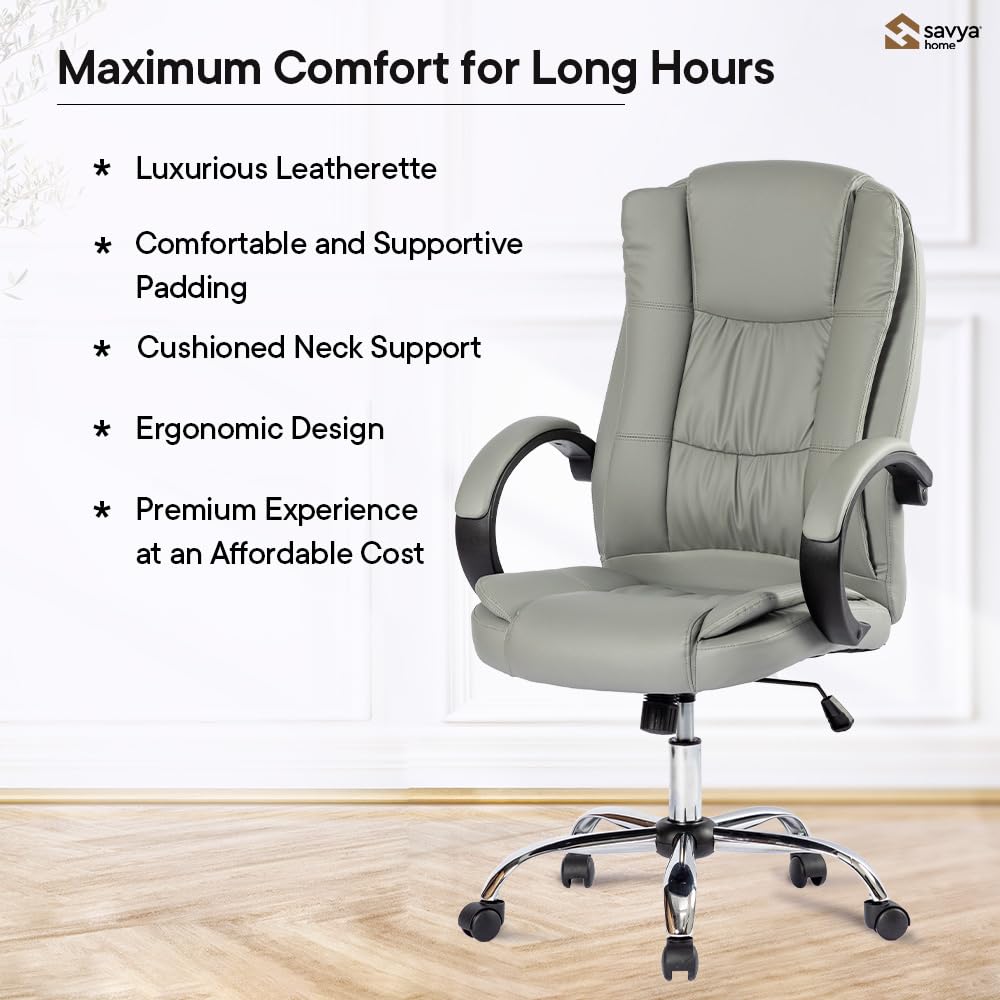 SAVYA HOME Virtue Chair with Armrest, High Comfort Home Chair, Office Chair,  Study chair Leatherette Office Adjustable Arm Chair Price in India - Buy  SAVYA HOME Virtue Chair with Armrest