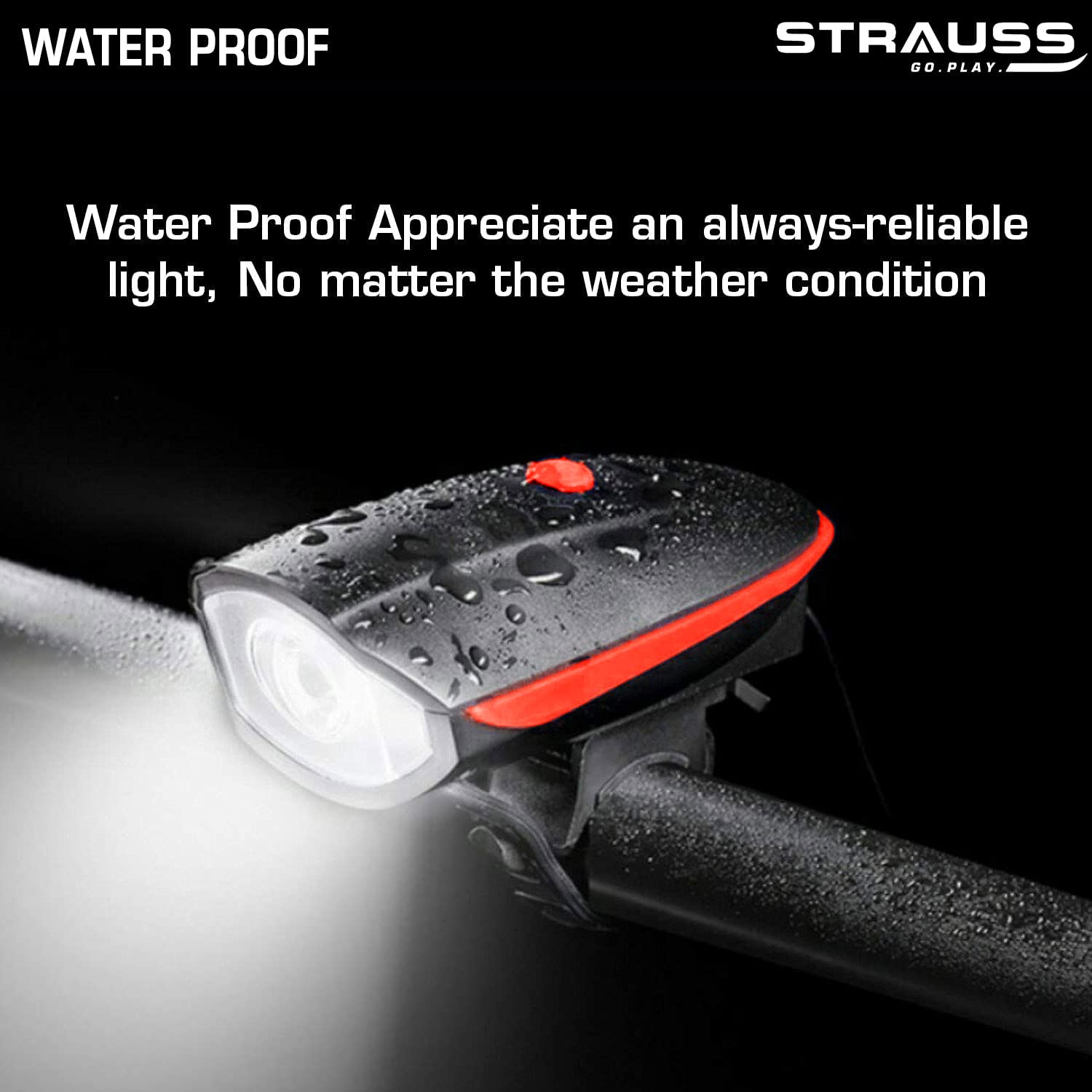 Strauss Rechargeable Bike Horn and Light Red