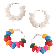 Yellow Chimes Earrings for Women Multicolor Petals Studded 2 Pairs of Hoop Earrings for Women and Girls
