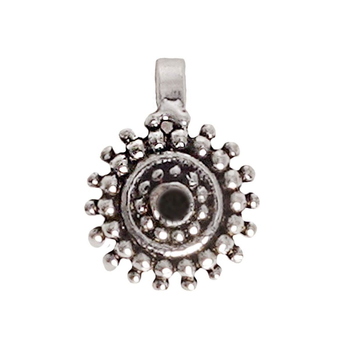 TEEJH Lalita Black Stone Floral Nosepin For Women