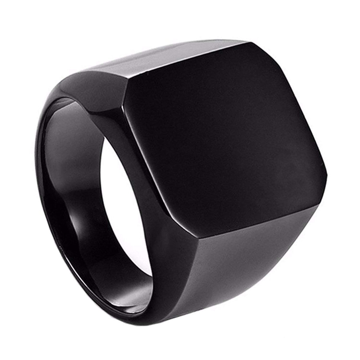 Silver Rectangle Men Ring Black Onyx Gemstone Ring » Anitolia