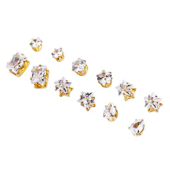 Yellow Chimes Stud Earrings for Women Combo of 6 Pairs Multiple Crystal Stud Earrings for Women and Girls