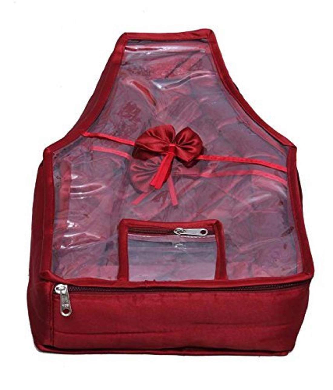 Kuber Industries Non Woven Blouse Cover/Cloth Organizer|Solid Color & Foldable Non woven Fabric|Tranparent Window With Zipper closure|Size 43 x 30 x 13, (Maroon)