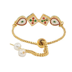 Yellow Chimes Ethnic Gold Plated Handmade Studded Kundan Bracelet for Women & Girls