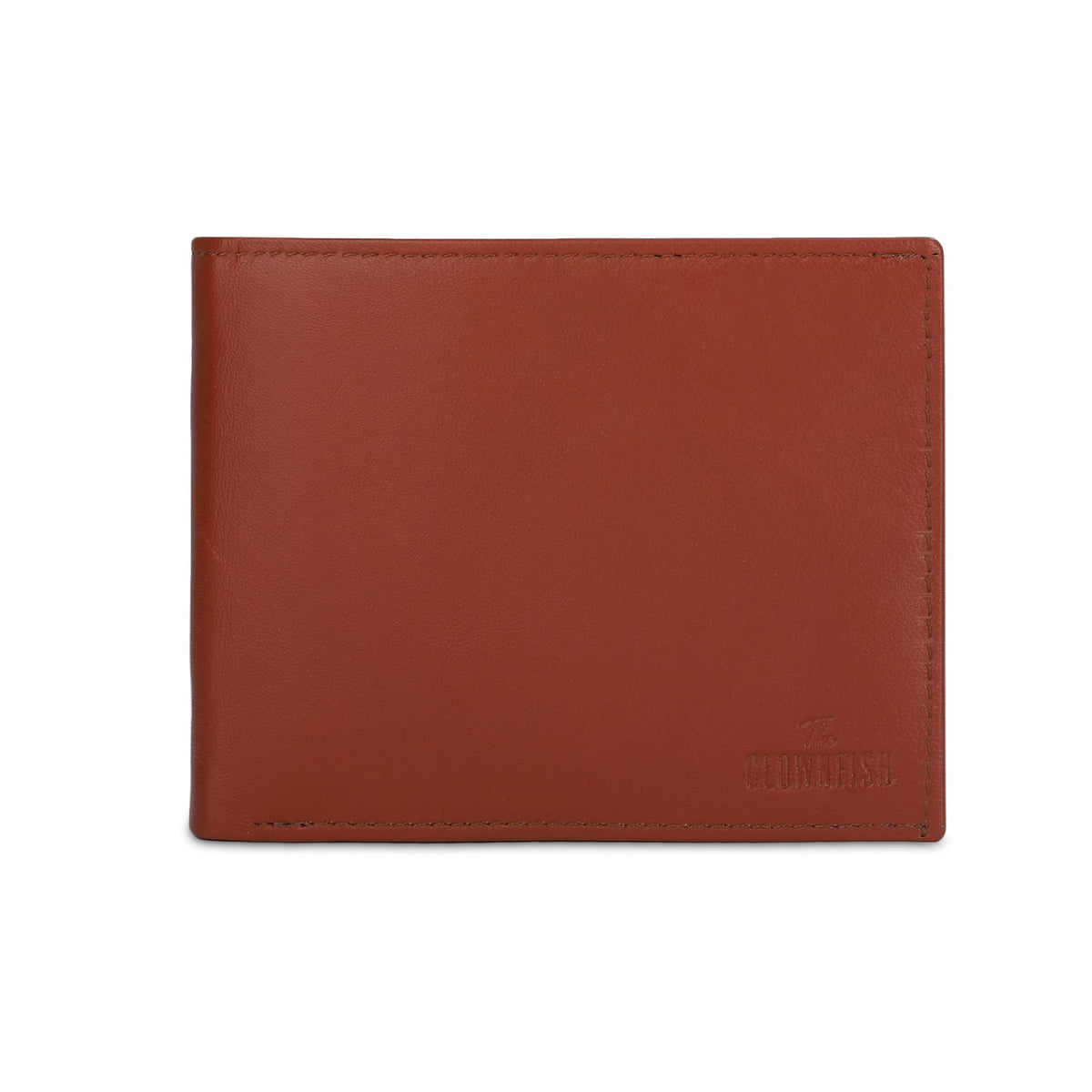 The Clownfish RFID Protected Genuine Leather Bi-Fold Wallet for Men with Multiple Card Slots & Coin Pocket (Tan)