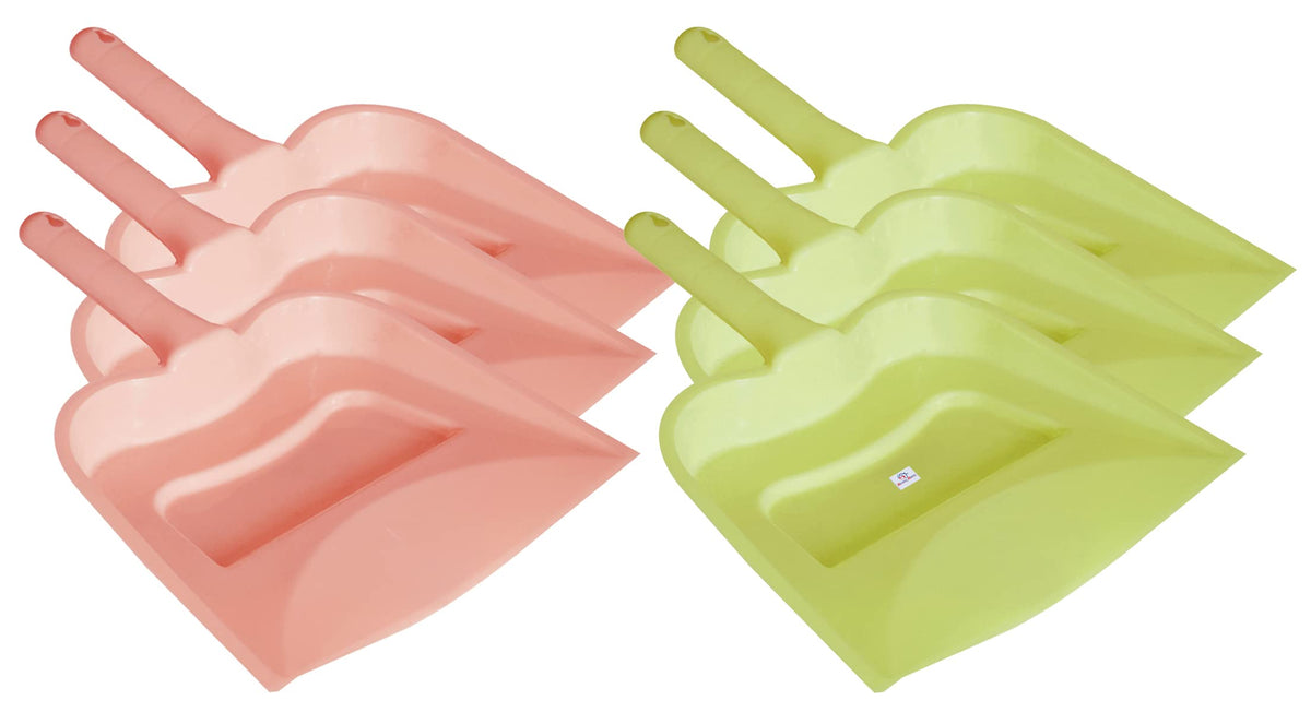 Heart Home 12" Plastic Dustpan, Pack of 6 (Pink & Green)