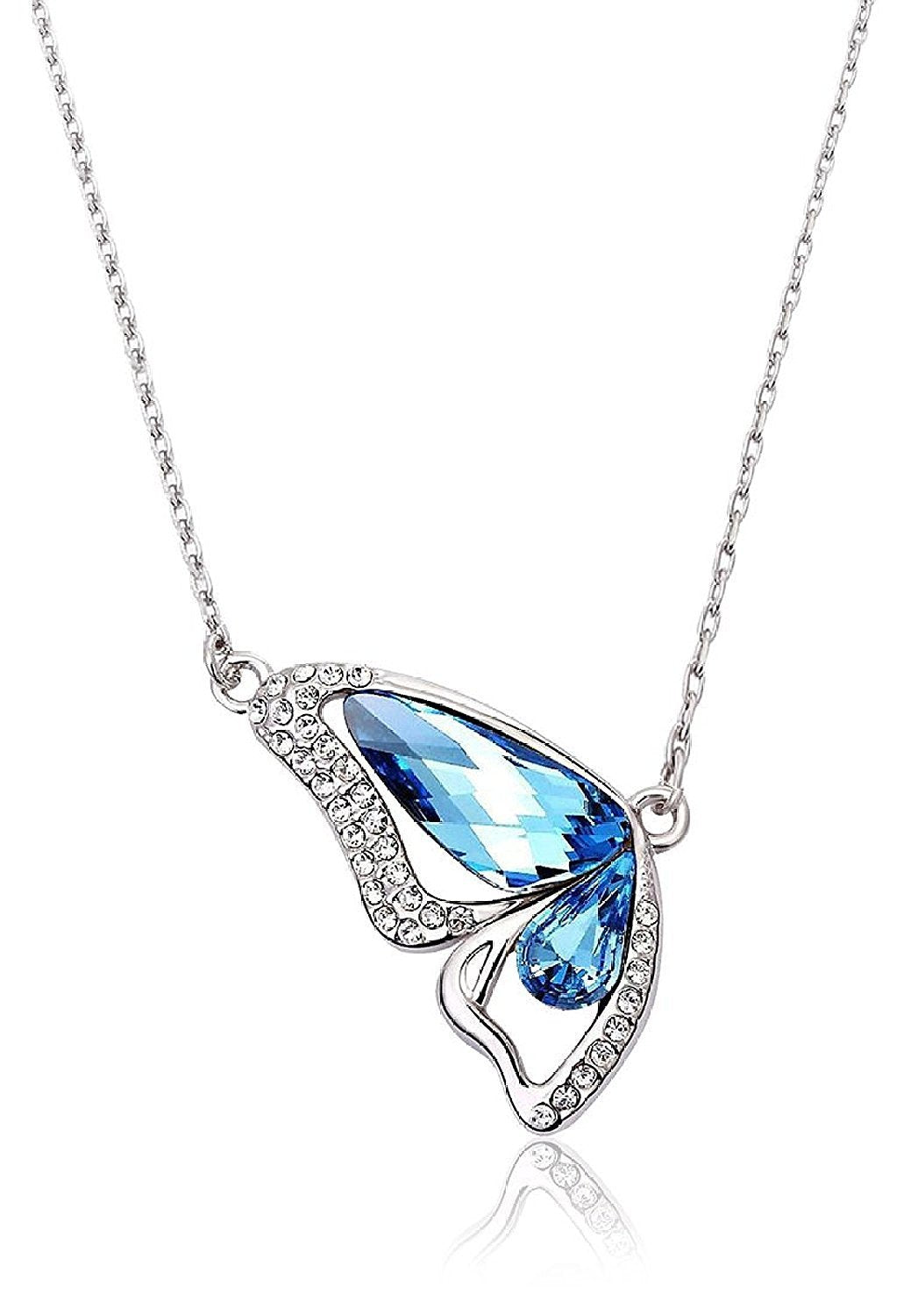 Yellow Chimes Moxie Collection ? Designer Blue Butterfly ? Austrian Cyrstal Pendant for Women & Girls