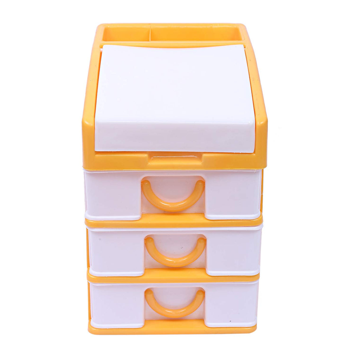 Kuber Industries Plastic Four Layer Drawer Storage Cabinet Box (Yellow)-CTKTC025136