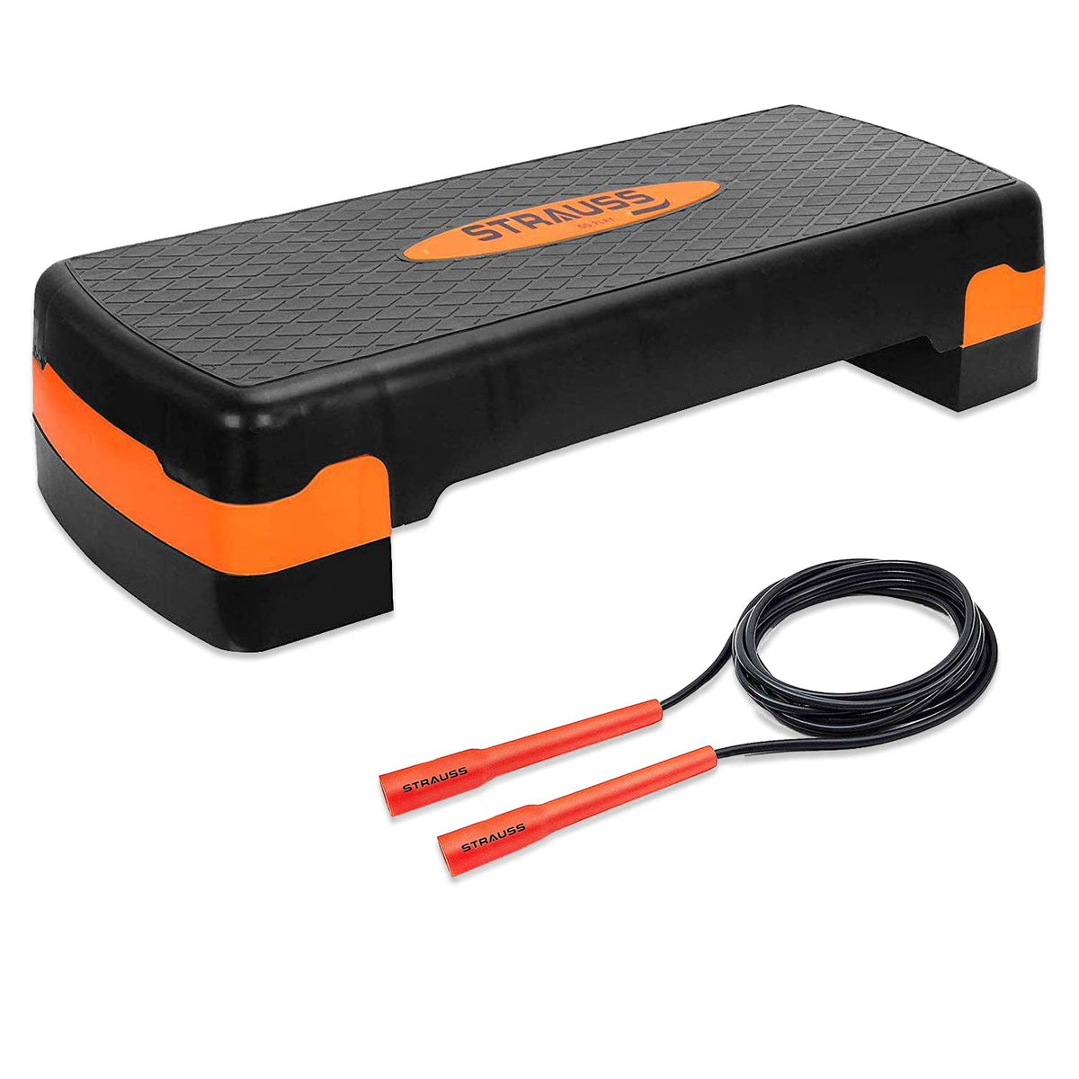 Strauss Aerobic Stepper with Rope, (Orange)