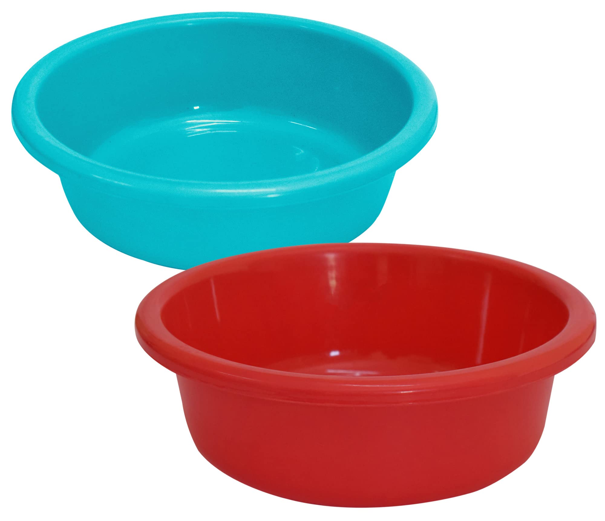 Kuber Industries Multiuses Unbreakable Plastic Knead Dough Basket/Basin Bowl For Home & Kitchen 6 Ltr- Pack of 2 (Sky Blue & Red)