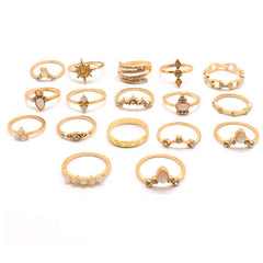 Yellow Chimes Rings for Women 17 PCs Combo Rings Set Boho Vintage Style Gold Plated Knuckle Rings Set for Women and Girls.