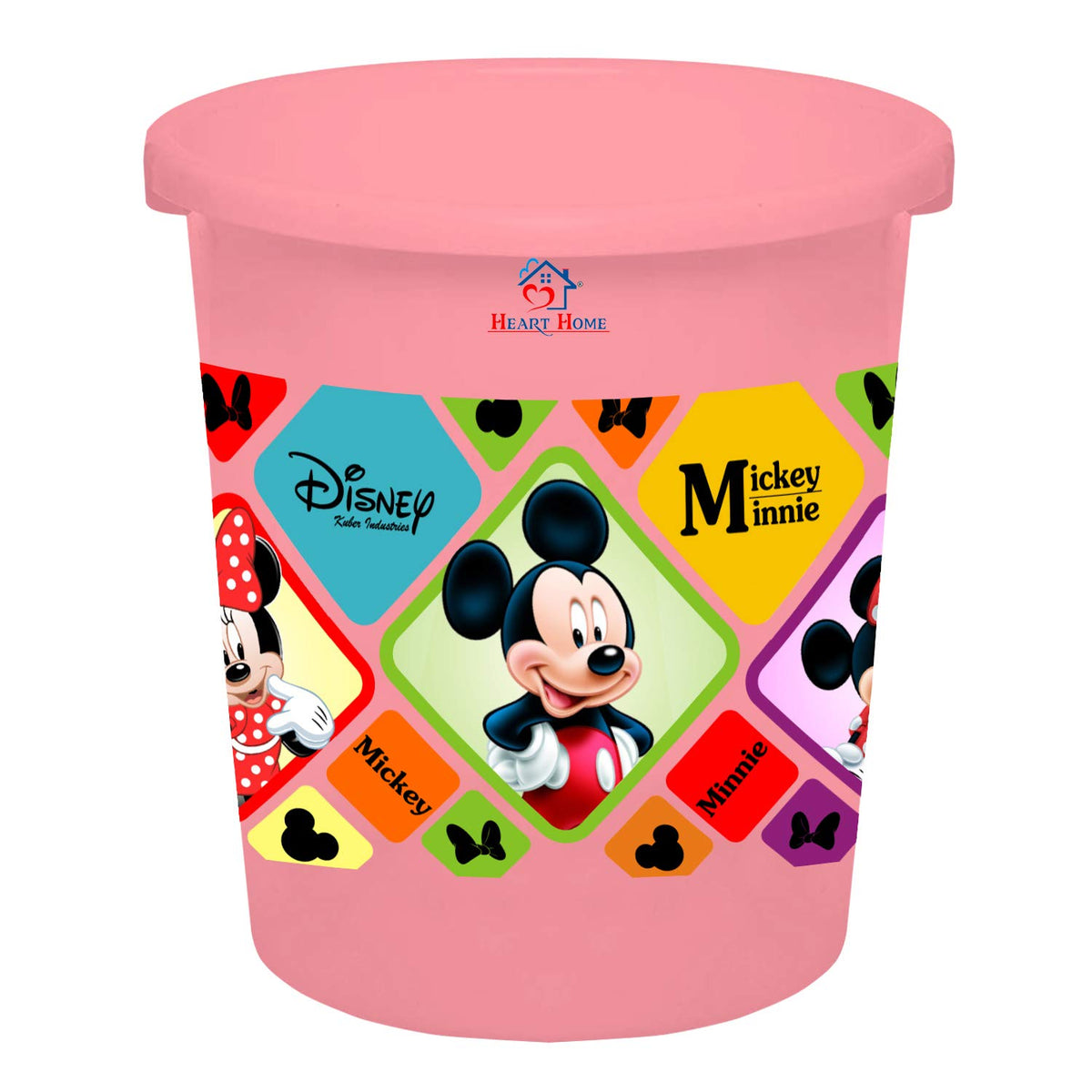 Heart Home Disney Mickey Minnie Print Plastic Dustbin/ Garbage Bin/ Waste Bin, 5 Liters (Pink) -HS_35_HEARTHS17756