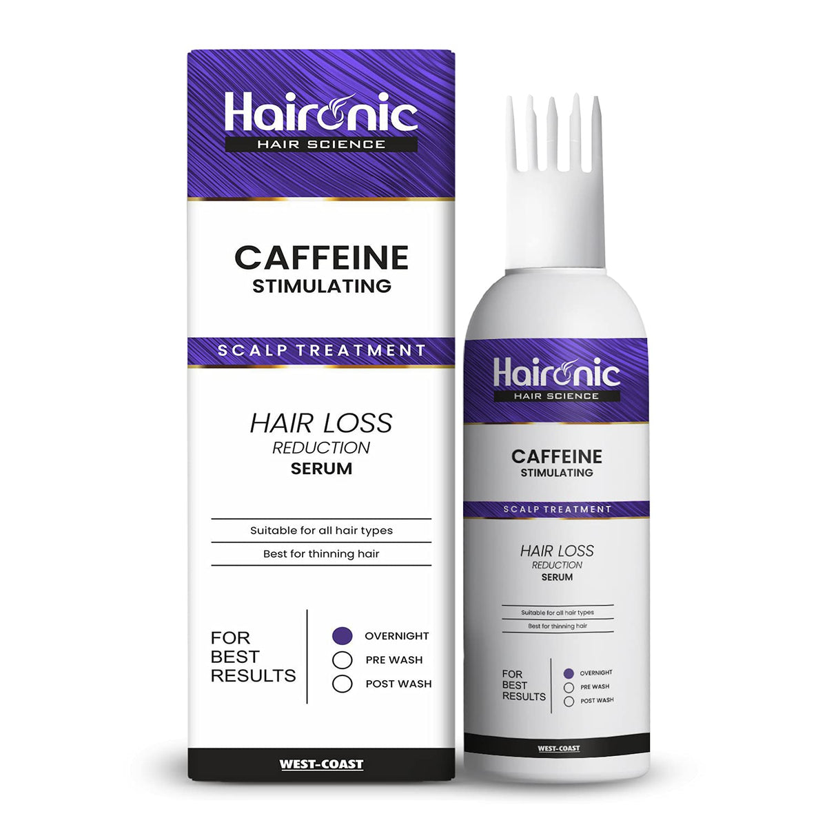 Haironic Caffeine Stimulating Scalp Treatment Hair Serum | For All Hair Types | Reduce Hair Loss, Dandruff & Stimulate Hair Growth – 100ml (Pack of 10)