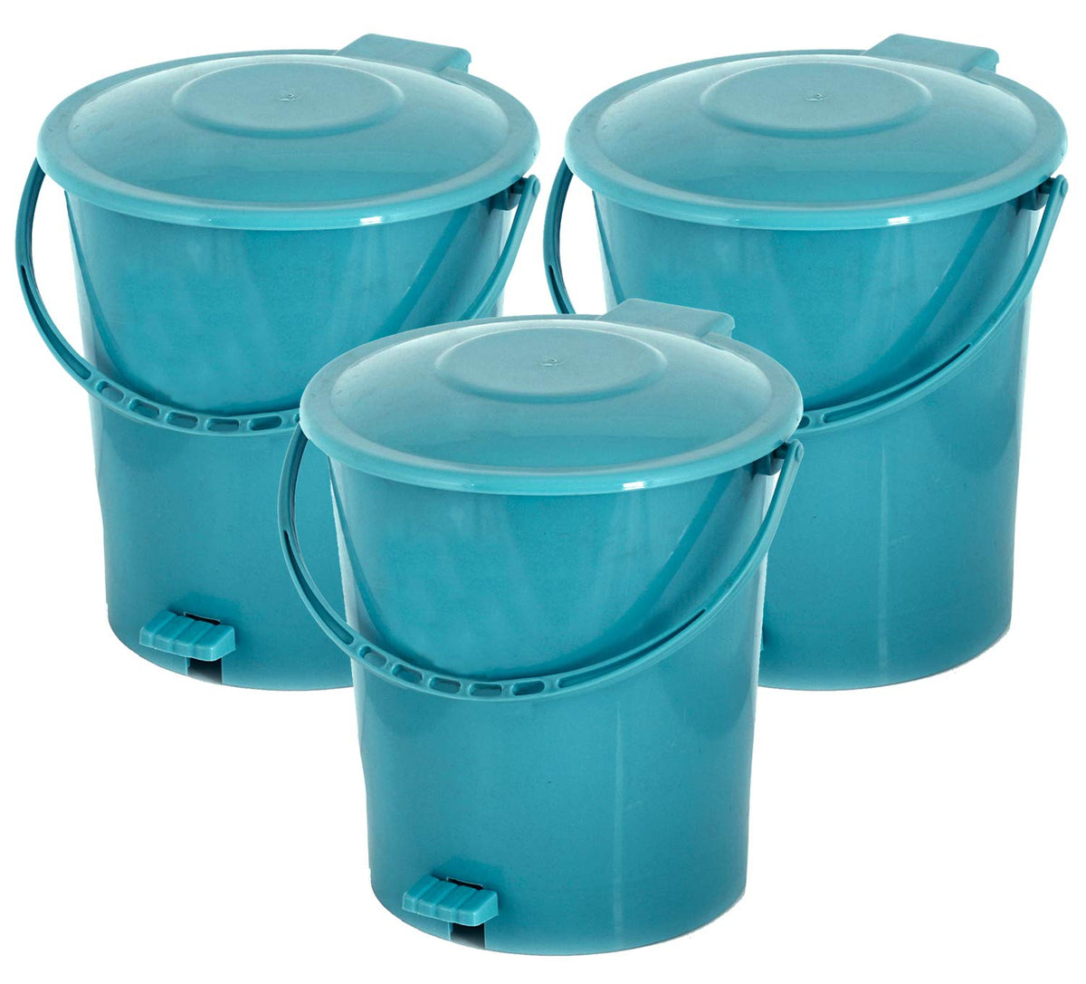 Kuber Industries 3 Pieces Plastic Dustbin Garbage Bin with Handle, 10 Liters (Green) - CTKTC034653