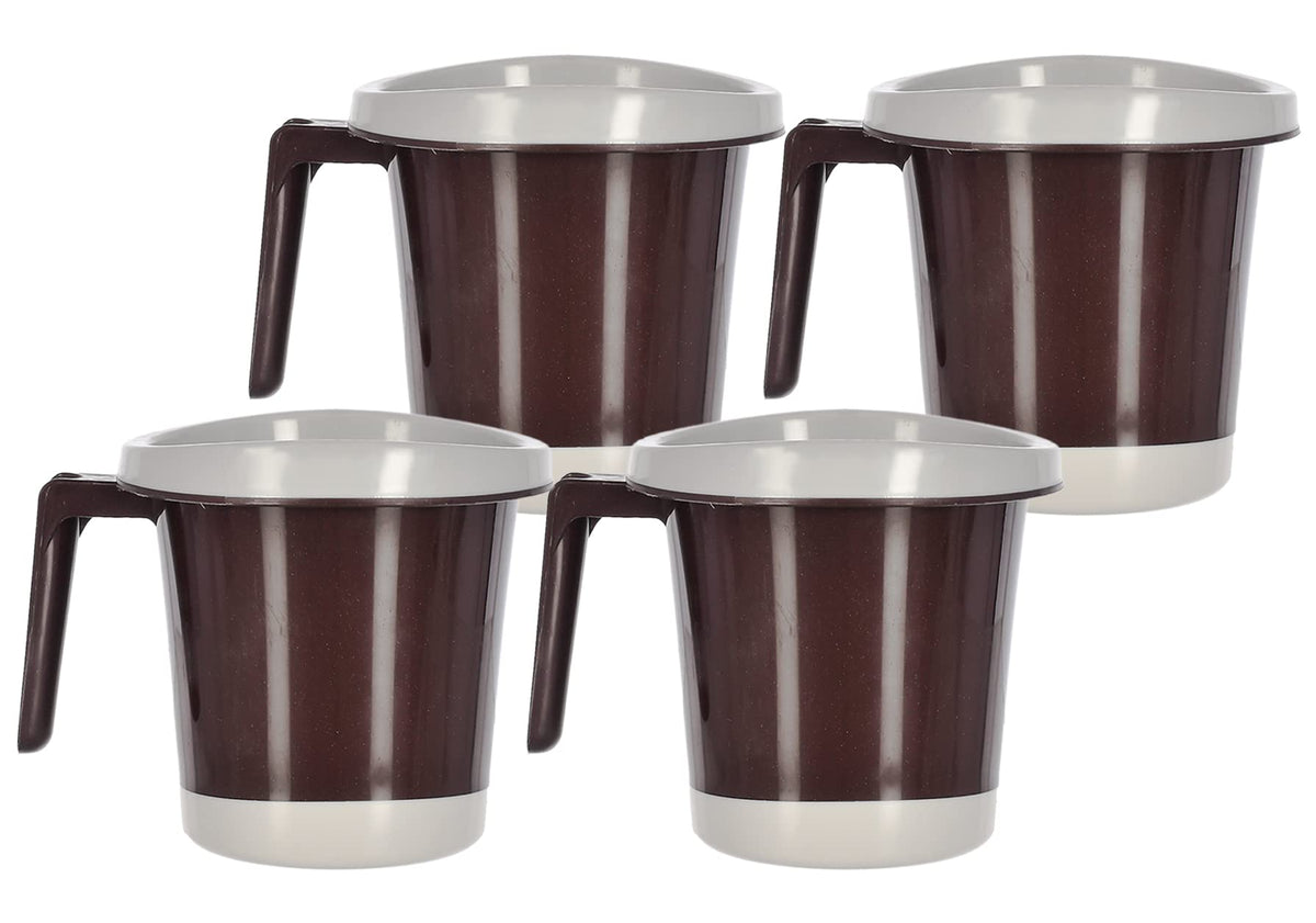 Heart Home Multiuses Leightweight, Unbreakable Strong Plastic Bathroom Mug 1 Litre Pack of 4 (Brown)-46HH0270