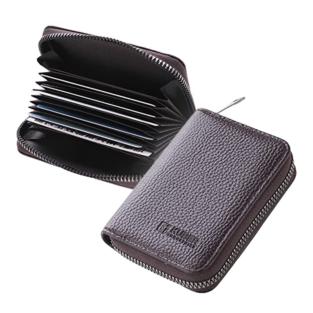 Kuber Industries Wallet for Women/Men | Card Holder for Men & Women | Leather Wallet for ID, Visiting Card, Business Card, ATM Card Holder | Slim Wallet | Zipper Closure, Black