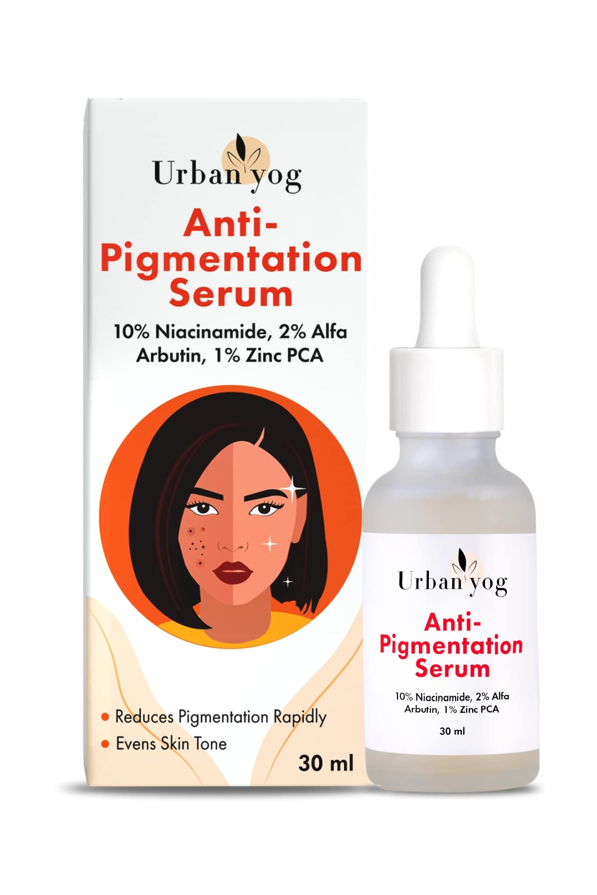 Urban Yog Anti-Pigmentation Serum with 10% Niacinamide 1% Zinc PCA | Face Serum for Acne-Prone Skin & Acne Marks for Women and Men | Anti-aging serum for pigmentation and dark spot | 30 ml