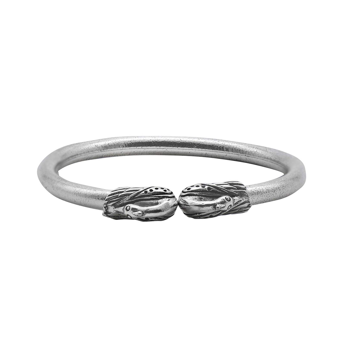 TEEJH Keerthi Silver Oxidized Swan Bangle For Women