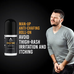 Man-Up Anti Chafing Roll – On Deodorant For Men | Reduces Inner Thigh Rashes, Odour & Irritation In Intimate Areas | Dermatologically Tested |Skin Friendly Ph Balanced | Paraben & Sulfate Free – 50 ml