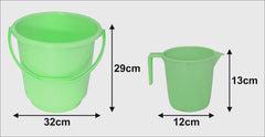 Kuber Industries 2 Pieces Plastic Bathroom Bucket & Mug Set (Green)