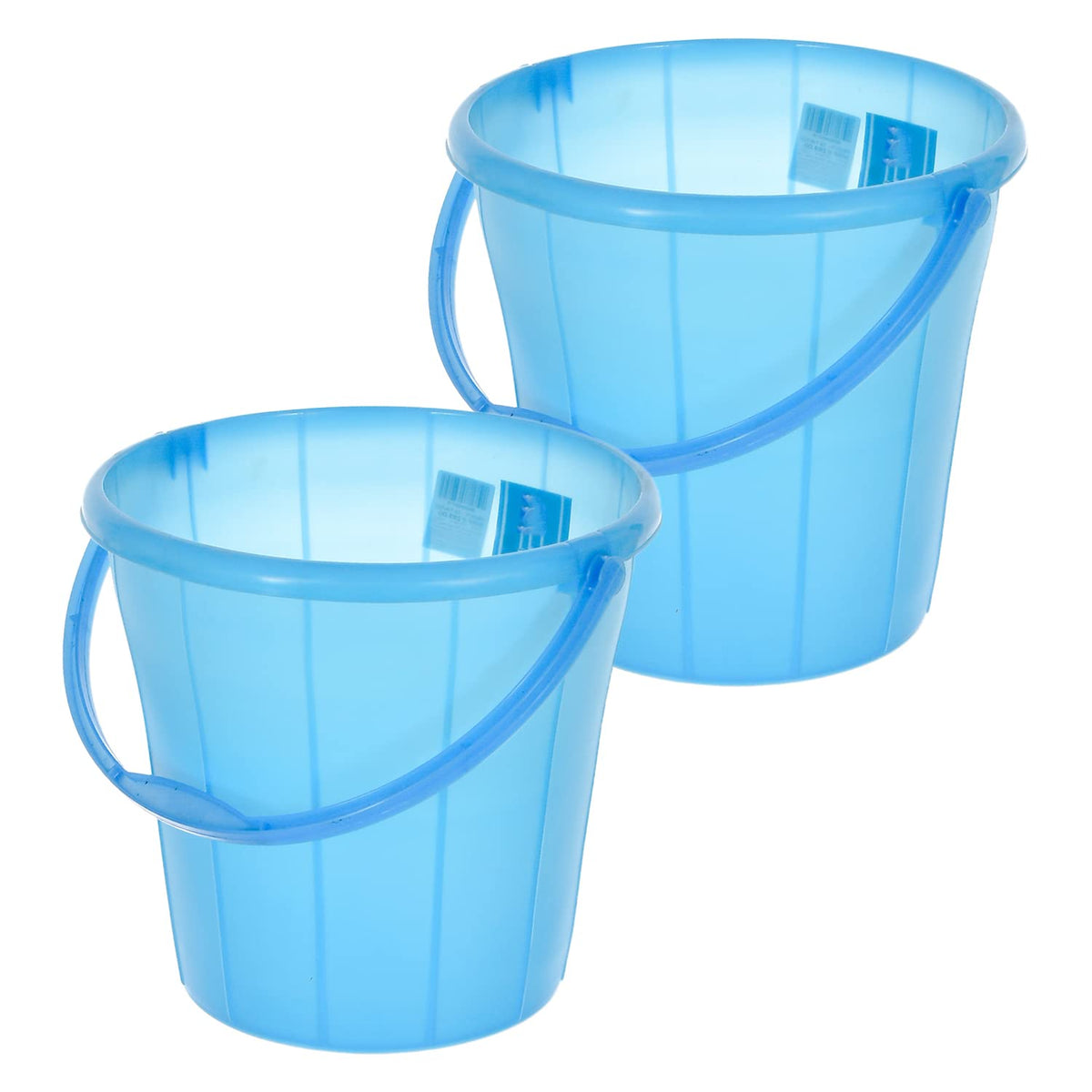 Kuber Industries Multiuses Plastic Bucket with Handle & Measuring Scale, 16 Litre Pack of 2 (Black)-46KM0325, Standard