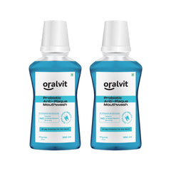 Oralvit Probiotic Anti-Plaque Mouthwash with Mild Thyme | Fights Germs | No Alcohol, No Burning Sensation, No Artificial Flavours |For Men & Women – 300ml (Pack of 2)