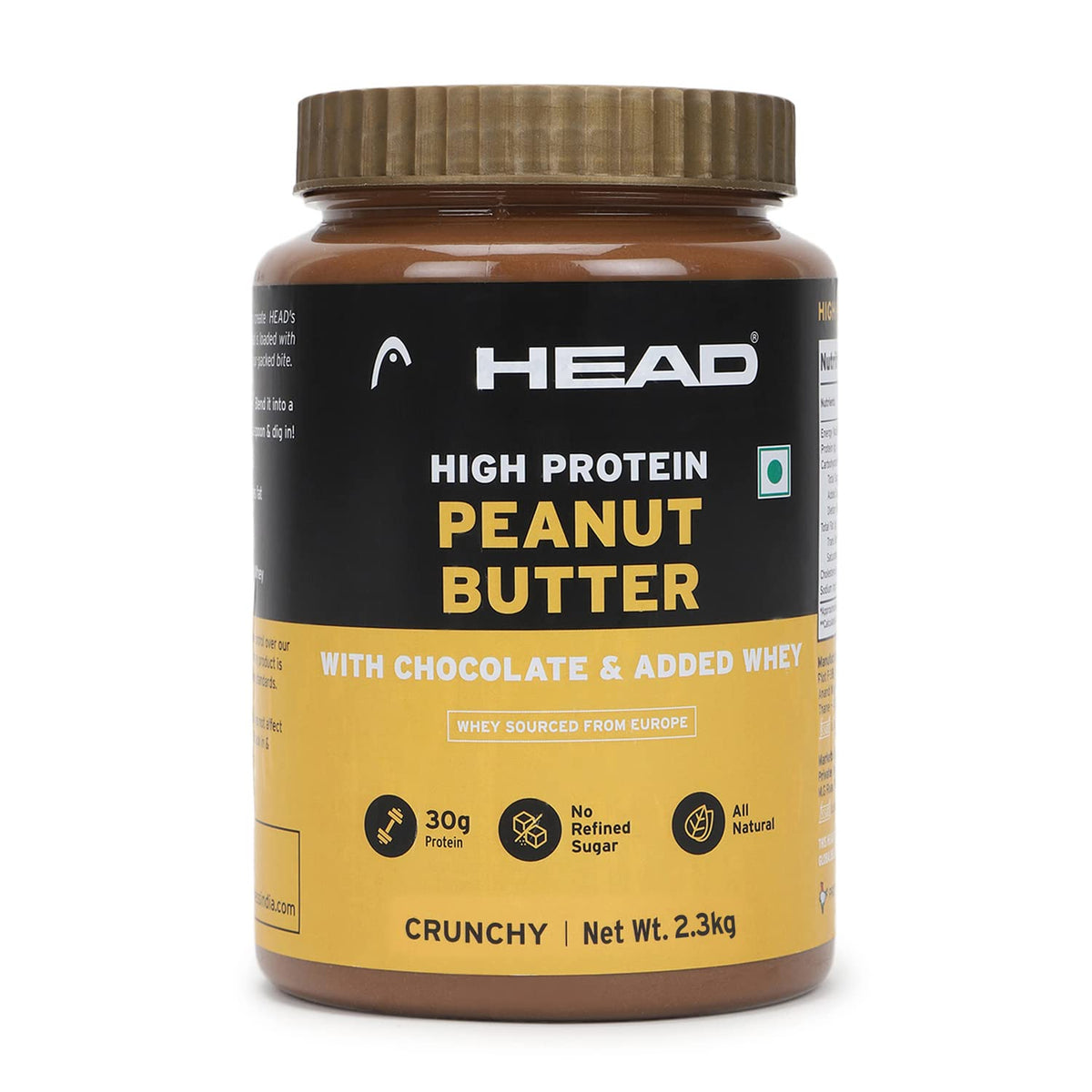 Head High Protein Peanut Butter (Chocolate, Crunchy, 2.3Kg) | 100% Pure Nuts | Added Whey | Protein Rich Nutritious Snack