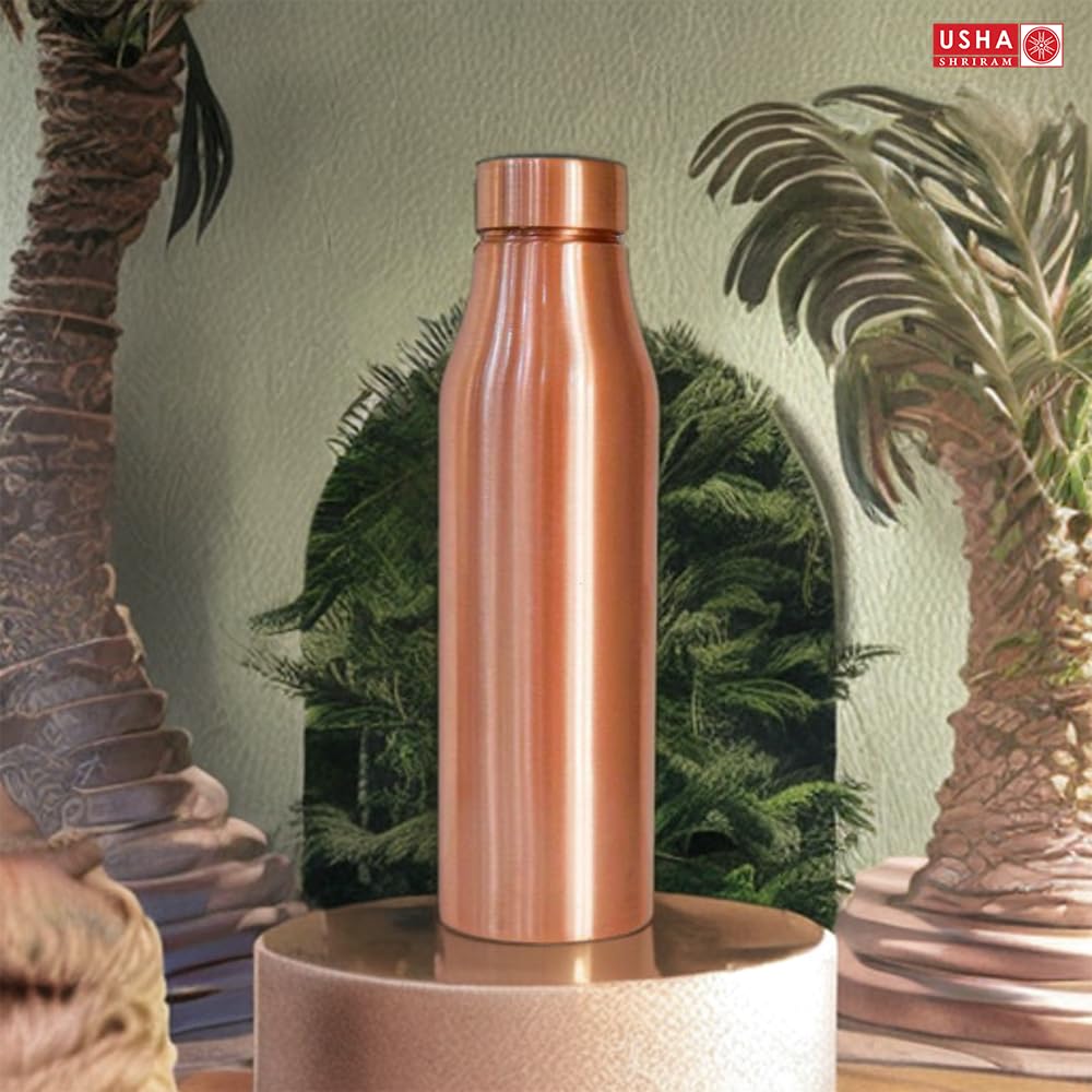 USHA SHRIRAM Pure Copper Water Bottle (1 L) & Copper Matka (8L