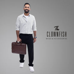 The Clownfish Vegan Leather 10 Ltrs Unisex 14 inch Formal Laptop Briefcase (Dark Brown)