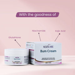 Kozicare Bum Cream with 0.01% Glutathione, 1% Niacinamide & 0.01% Kojic Acid - 50 GM